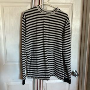 Stussy long sleeve black and white shirt, size L